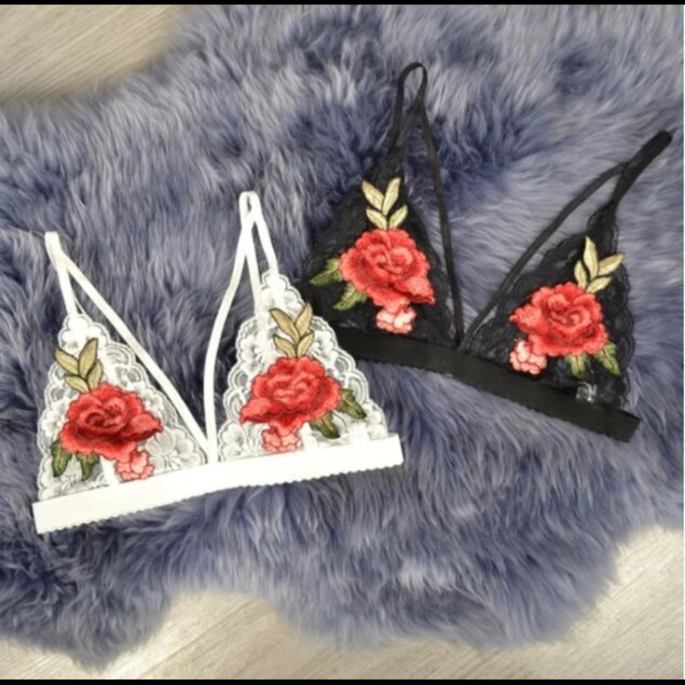 🌹Black Rose Embroidered Lingerie Lace Bralette🌹
